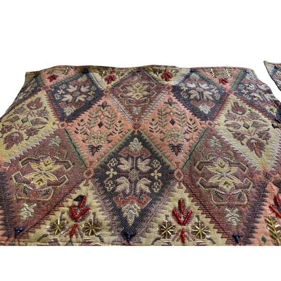 6 VTG Pier One Tapestry Moroccain Placemats Multicolor Beaded Bohemian Table Top - Picture 12 of 15